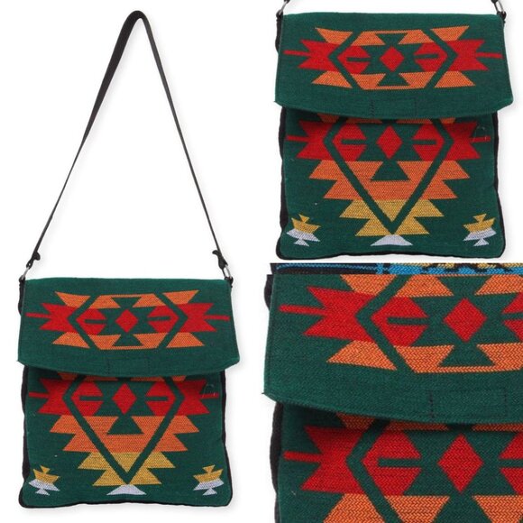 Flap Top Shoulder Bag - Southwest Style - Ethnic Inspired Design - Lightweight - Picture 2 of 9